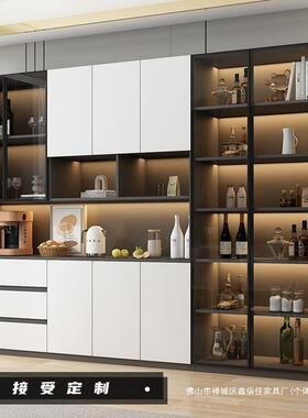 边柜高柜一体靠墙现玻代简约轻LYP奢客厅收纳柜意式厅璃餐门酒柜