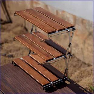 原木面置物架架桌F98H66M8上置物架免安装多功户外能桌子实电脑桌