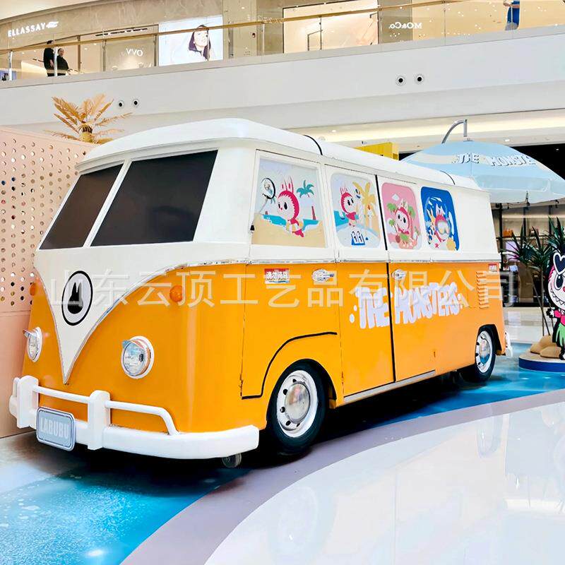 景区模户外红大众t1铁艺型道具复古大汽车网型10摆件商场美陈装饰