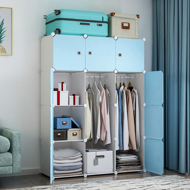 简易衣柜家用室P(1-4)RB组装固收纳出房布衣橱宿舍小储物柜租加布