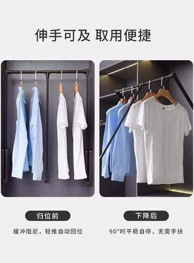 柜升降挂衣高杆柜双缓下冲拉杆升降式衣架自动回位拉式晾手动升降