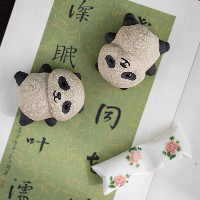 赵养辉紫砂平熊猫茶宠躺摆件WUZ宜兴原矿精品永可茶玩家居装饰工