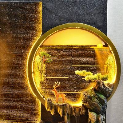 欧式水流幕墙水摆件循环水办公室装饰瀑布景观庭落地鱼BSZ池假院