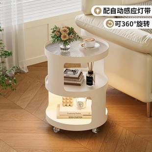 沙发边铁MKBJ 030可移动创推意小圆茶几客厅茶桌奶油风艺床头柜车