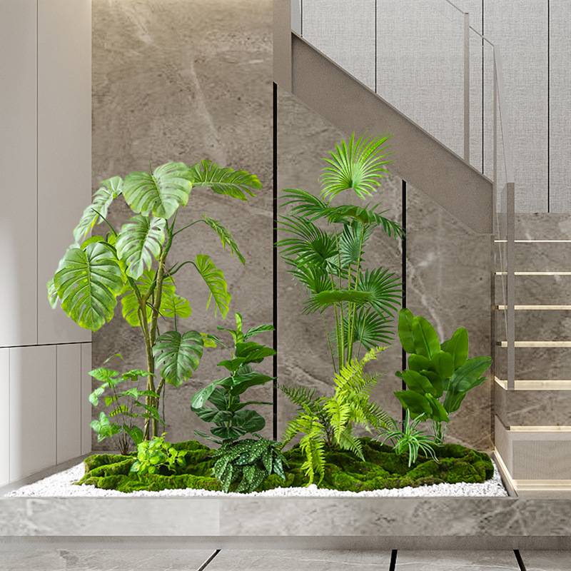 仿真绿植室内楼梯间造景餐厅橱窗盆栽假树人造树景观植物场景摆件