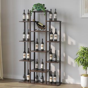 富诺柜多层落地酒柜展示现代简约网红酒中式 实FYT柜木家用物靠墙