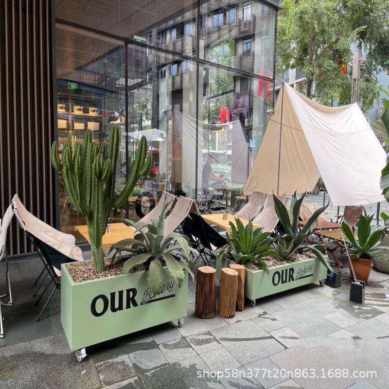 户外可移动槽花餐厅店铺门口花外绿植摆种植花箱带轮子盆HX03花坛