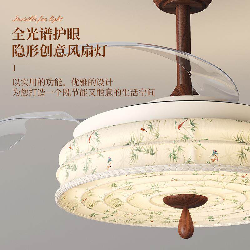 东方宋代美隐形风扇灯51餐厅吧台复卧古学中国室风吊扇灯静音电扇