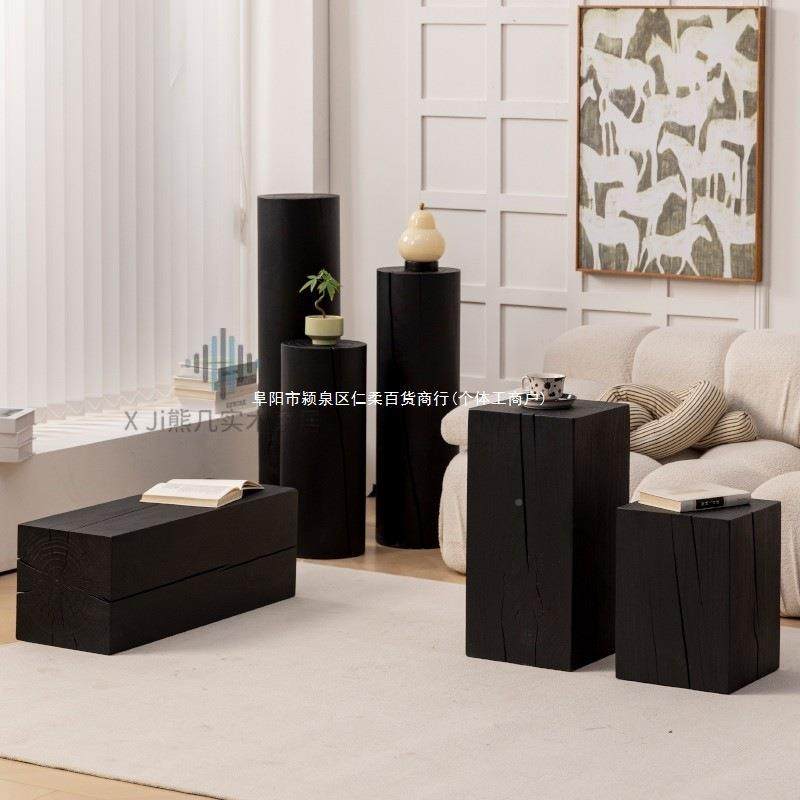 原木方形碳化花架木墩实茶几MYM底座摆件客木发旁厅沙边几小矮凳,家居饰品,木雕,淘宝优惠券,粉丝福利购,淘宝优惠卷