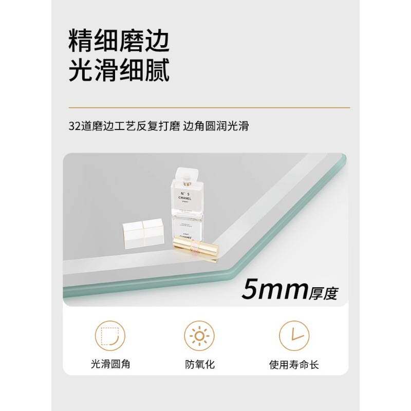 梳妆台镜子带灯梳妆镜壁挂免打孔卧室上墙智能发光菱形led浴室镜