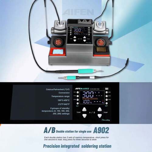 速工爱风AIFEN A902双工位烙铁可用C210 C115 C245手柄大功率焊台