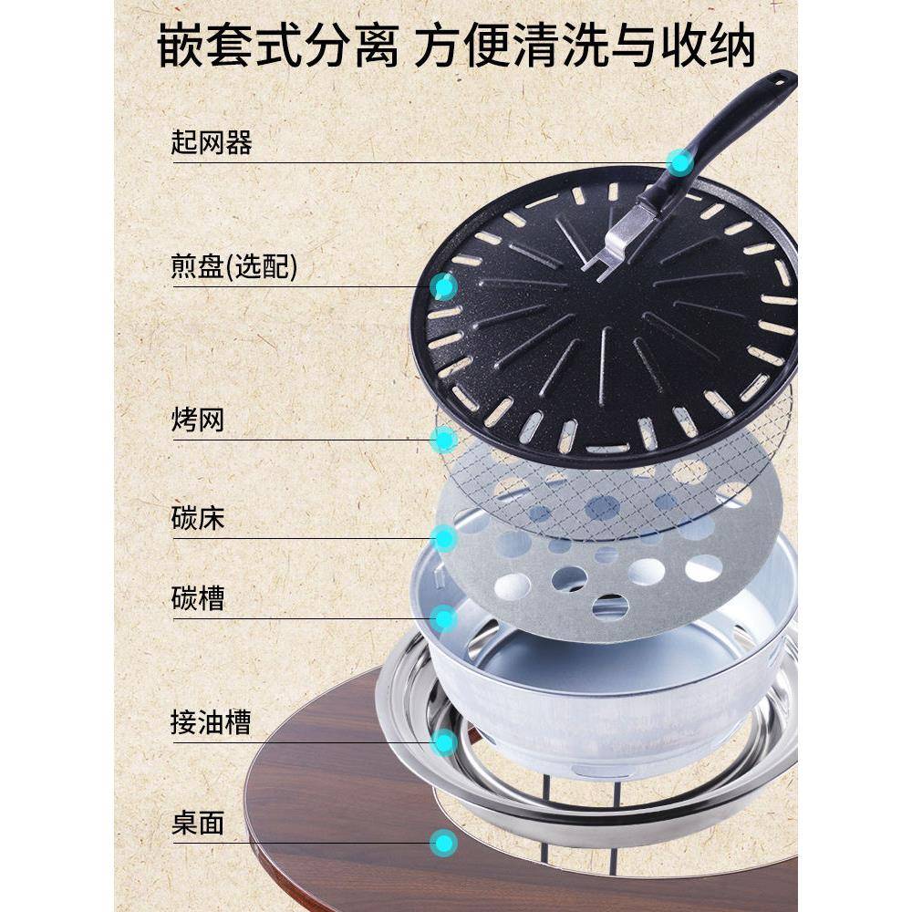 烧茶烤炉烧烤家用无烟便携子围炉折煮桌木炭户外烤564270肉野外叠