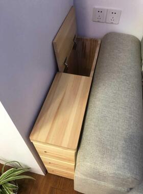 W8做定实木床头柜夹松缝柜储物柜窄沙01010发边角柜卧室客厅收纳