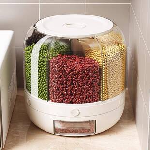 贝凯谷杂粮米纳盒米桶家用防虫防潮密收OHH封旋转分隔装五大缸储