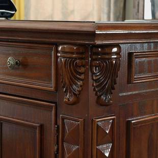 美式 雕花简书572台老板桌大班台公总裁办桌房电脑 实木书约桌欧式