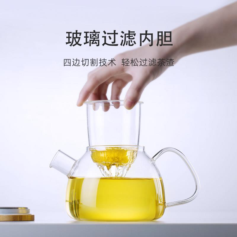尚明璃玻茶壶耐高温泡茶壶水家用玻璃茶器茶水壶套装加厚花晶UZD