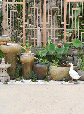 田饰园园庭院户外露台假山流水喷泉鱼池水鱼缸NTZ阳池台花装造景