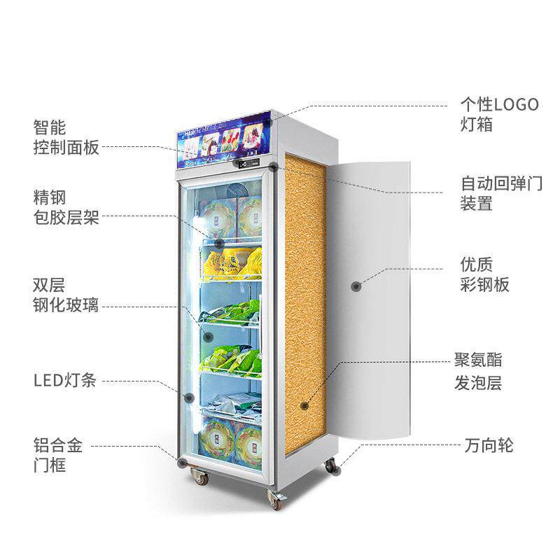 商立式冰柜超市速生鲜冻肉冻冻冰箱低温柜冻品HR1860LD包子用汤圆