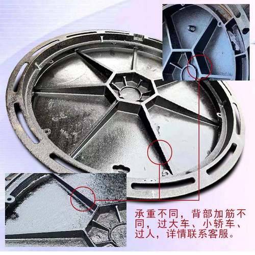 球水墨铸铁井盖圆形70检查井盖雨00水污0水下铸道排污井盖铁井盖