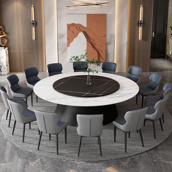 酒店轻奢圆形电动转盘岩板餐桌别墅饭店包厢电磁炉火锅简约大圆桌,住宅家具,岩板餐桌,淘宝优惠券,粉丝福利购,淘宝优惠卷