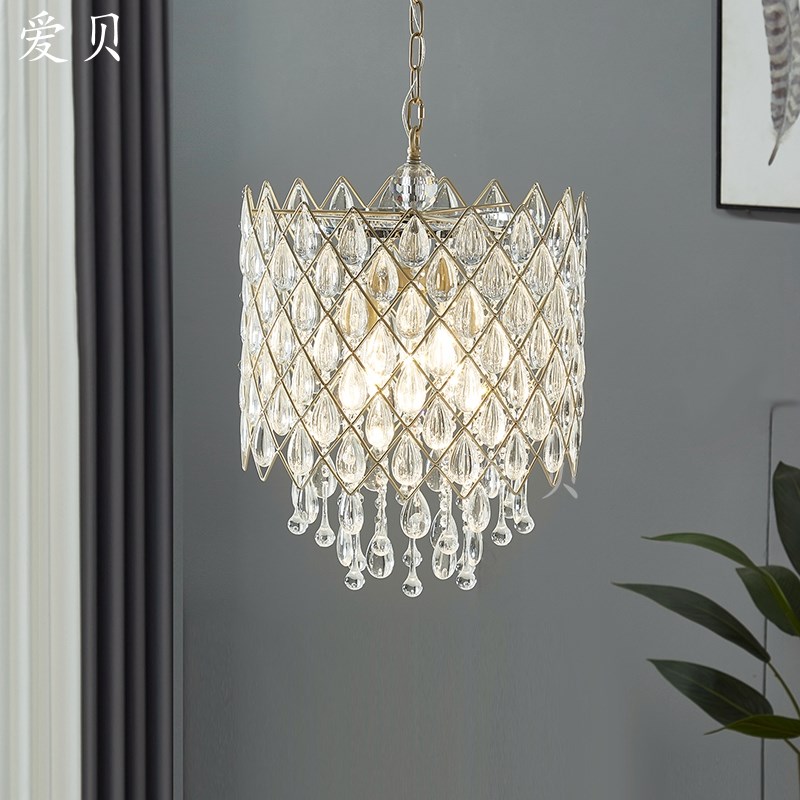 SY浪漫轻奢棱格雨滴水晶吊灯清新欧法式现代房Q间客餐厅玄关卧室
