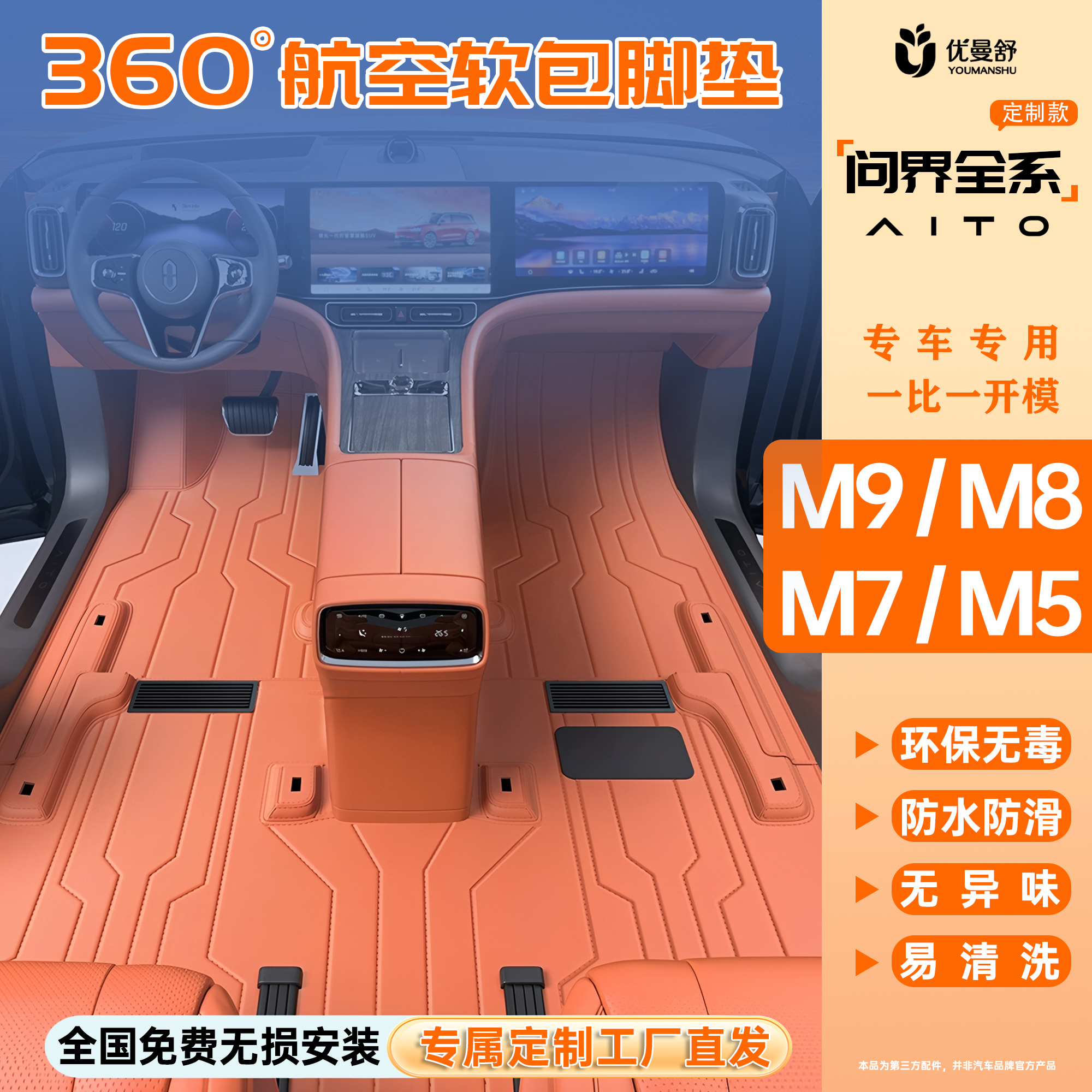 特斯拉坦克问界M360航空软包脚垫