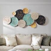 新式 创1.5米盘亚意铁艺壁饰跨客厅沙发中墙面花朵挂件装 饰墙壁挂