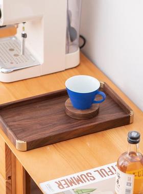 黑胡桃实木茶盘长方形酒CVN家用台托盘茶木质用店商木质轻奢收纳