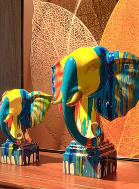 现艺代抽象术淋色大象创意摆件招财家GHhA6Pzz居客玄厅酒柜关轻奢