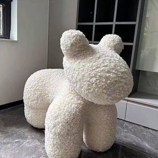 动JMJ网红创意防羊毛卷小马椅休闲座椅脚尚蹬物型时客厅小造马凳