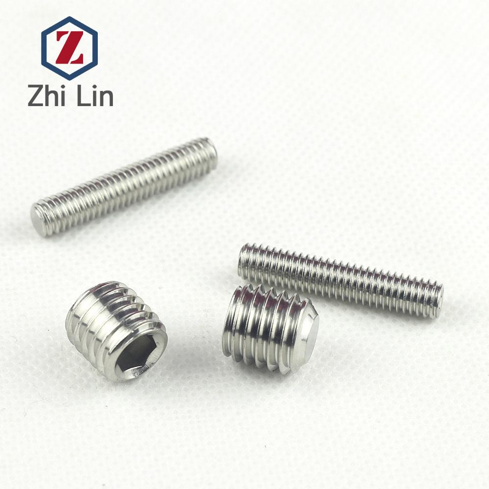 M10M12内六角紧定螺钉不锈钢304止付丝凹端平端/G801B7螺7801DIN9