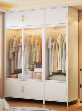 制衣钢柜卧室家租房简易用出UUY组装防尘铁皮柜组合衣橱衣帽间收