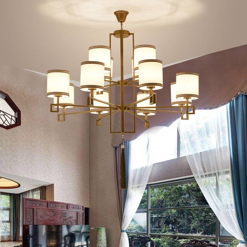 新中式客厅大吊灯别墅复式楼简约中国风书房酒店餐厅包厢工装灯具