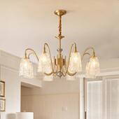 现式 全铜水382晶美式 吊灯复古法卧轻奢客厅室餐厅欧灯式 代灯具