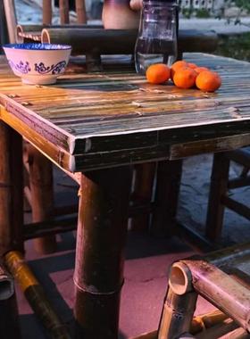 围新中式茶茶几手工竹制炉煮茶装EXW桌台子桌椅套阳台饮茶桌椅子竹椅