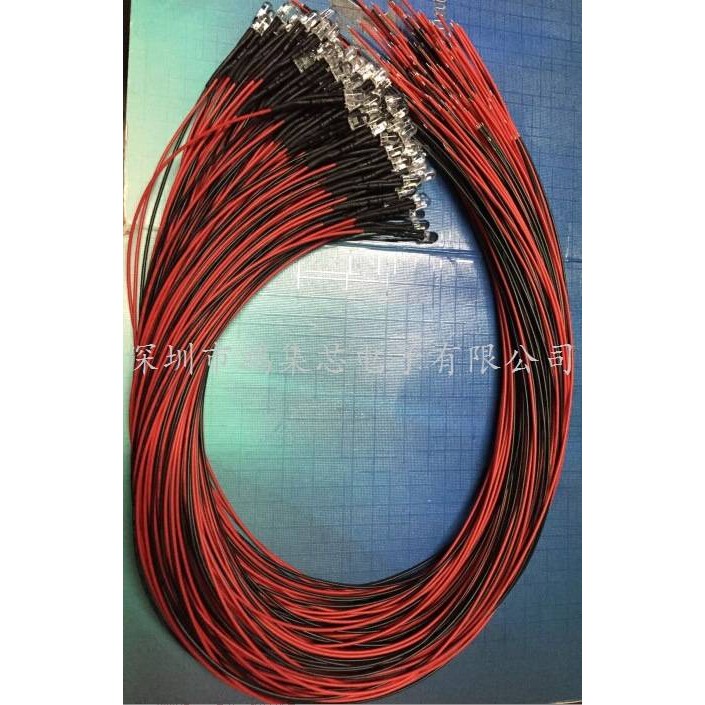 5-12V带线30CM加长线3mm灯珠5mm焊线LED发光二极管红黄蓝绿白七彩