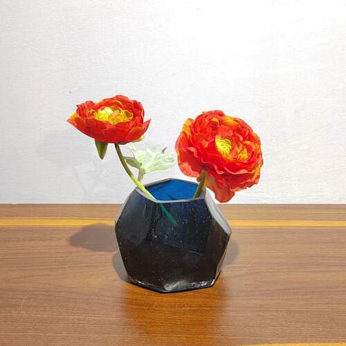 现代简约蓝色几何创意小花瓶家居样板房客厅桌面插花装饰摆件