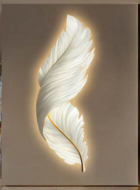 L玄D氛围灯画关羽毛E挂画现代简约KJO轻奢客厅装画饰走廊楼梯墙壁