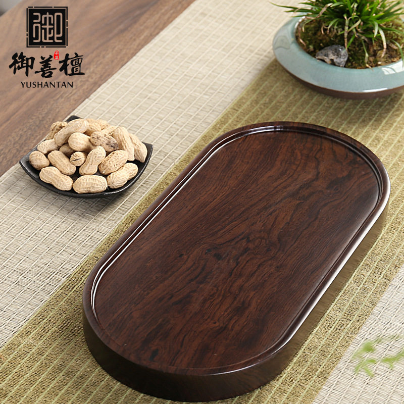 日式黑檀木干泡小茶盘整块实木茶台厂家直销鸡翅原木现代简约托盘