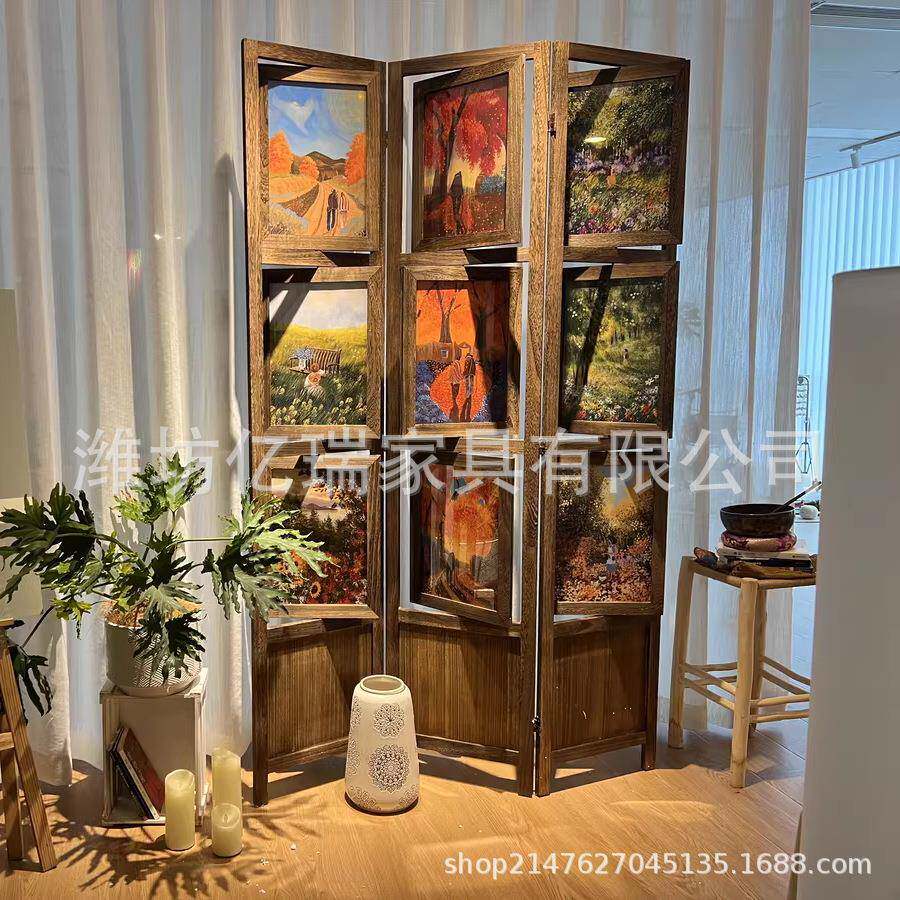 新花格屏厅风相框中木质现代客式厅餐酒店花格栅隔断小户型XK-Y00