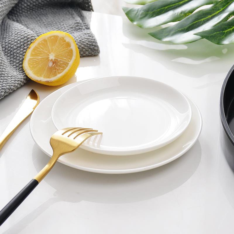 YFE白色碟陶瓷平盘0个5英小寸吃餐具大号吐骨1碟家用骨瓷盘子碟子