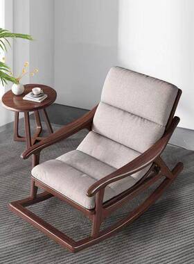 新中实木摇椅休闲摇摇家用躺YRD椅逍客大厅人阳式台懒人摇遥摇躺椅