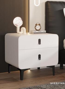 实木床头网红奶油风轻家用/oth皮质极简约柜代卧室床现边奢收纳储