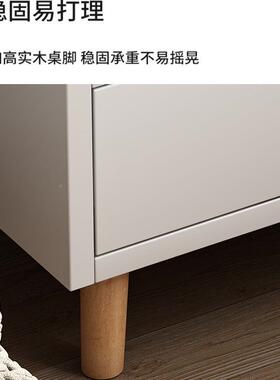 床头简约现代实木储物柜小QON型简卧室易柜家用床头置腿物架收纳