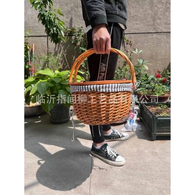 野子餐篮10562户郊外游藤编野餐篮带手提编织盖餐具春游网红用品