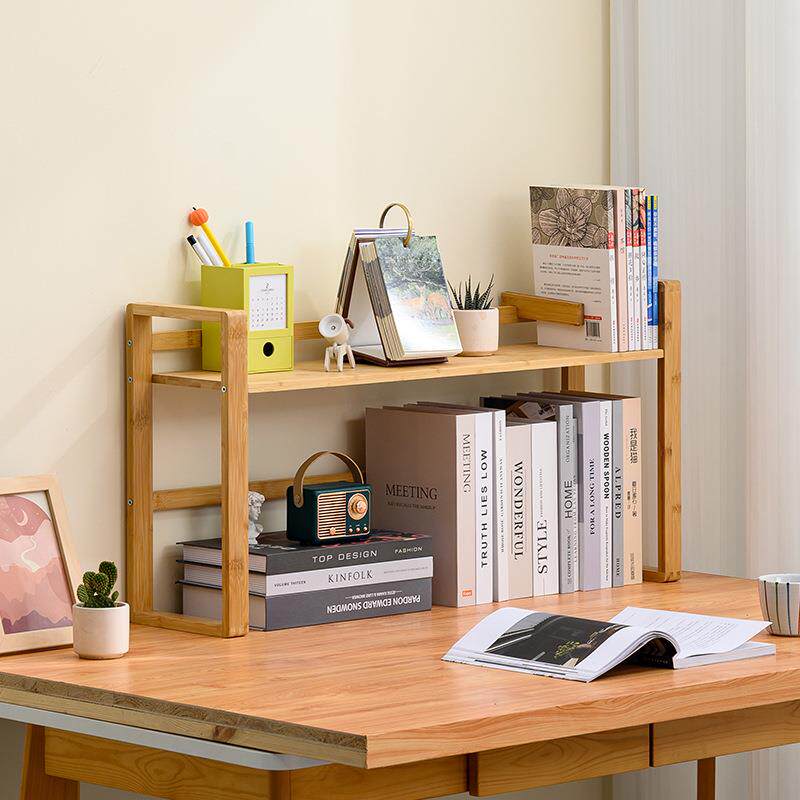 桌书架收纳宿置物架二层简约SJ-HXSJ架实木舍面可拆卸桌面立式书