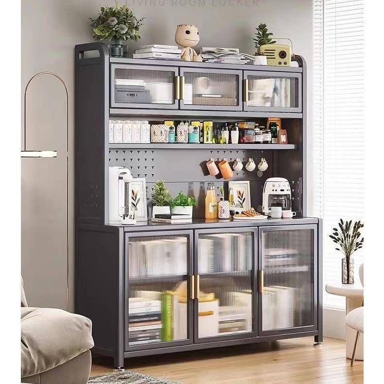 厨房置免螺丝安物炉架落地置物柜餐边多层收橱柜纳柜微波储物柜带