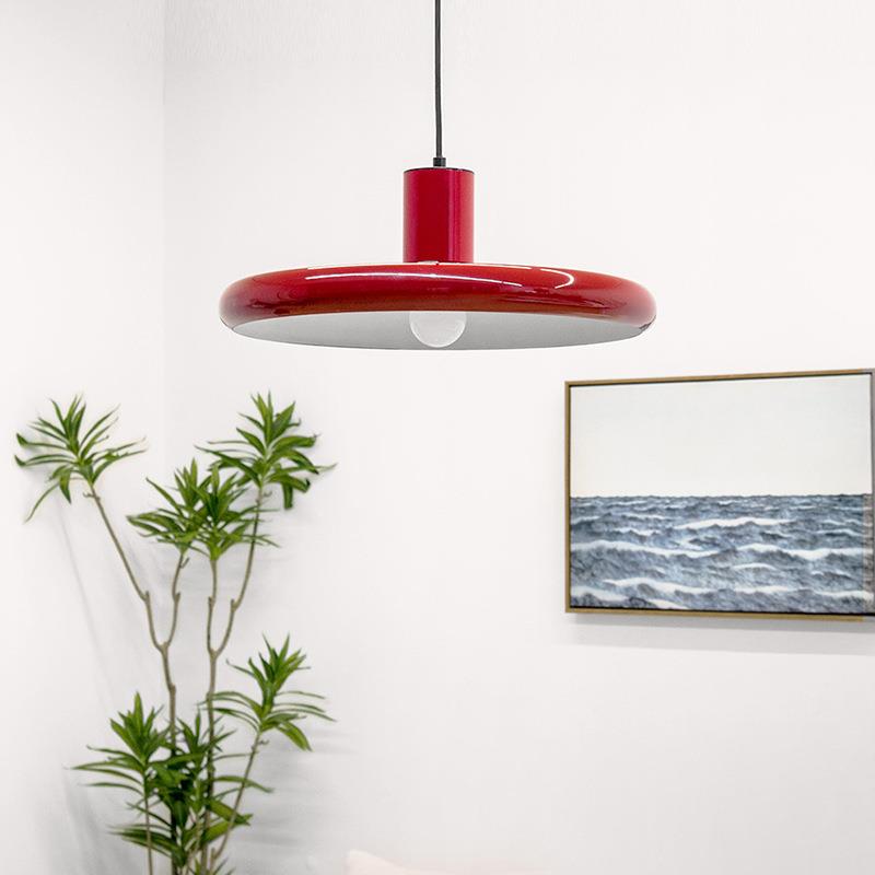 U岛CY023022FO飞盘中餐厅吊灯复古碟红色古简约现代台书房茶室吊