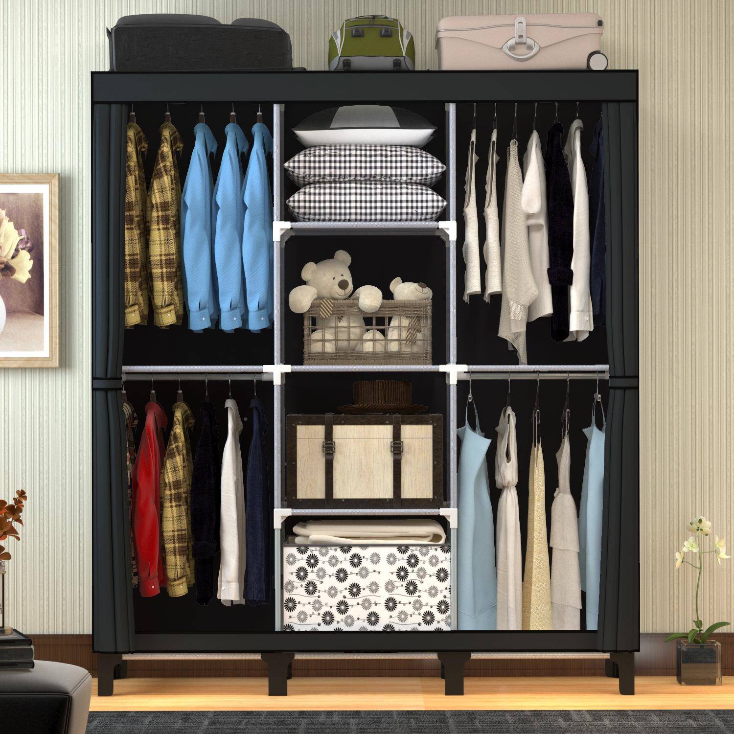 衣柜简易组装出租出房用简约衣橱挂区多卧衣室用家租DJ-190B屋分