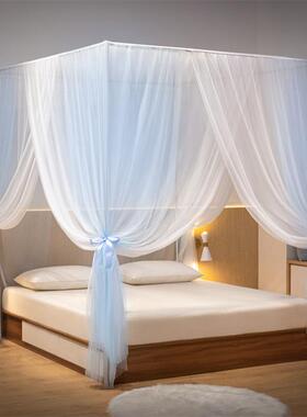 202新款落地帐蚊奶油风遮光幔5加厚螺231120纹支架公主床风韩式双